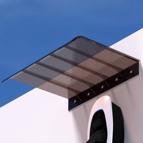 Front Door Canopy,PC Porch Awning Shelter,Transparent/Brown Window Rain Shelter Cover,UV Rain Snow Protection Shelter,Curved Canopy,for Outdoor Garden Patio (35x100cm/14x39,Brown)