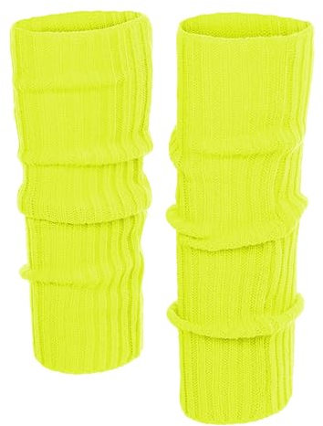 KarneLux Sexy Beinstulpen - Neon Strümpfe für 80er 90er Jahre Kostüme zu Motto Partys, Fasching, Karneval oder zum Tanzen - Damen Einheitsgröße (Neon Gelb)