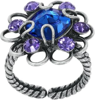 Konplott: Ring Gem Rocks, aufwendiger Kristallblüten-Ring, für Damen/Frauen (blau-lila)
