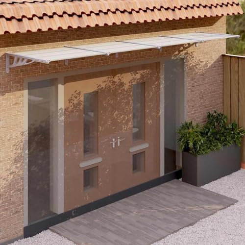 Door Canopy Grey and Transparent 396x90 cm Polycarbonate