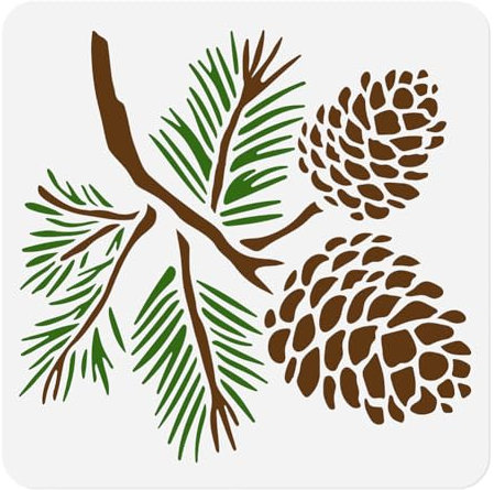 Schablone Mit Tannenzapfen Zum Bemalen An Der Wand 30 x 30cm Wiederverwendbare Schablone Aus Kunststoff Zum Bemalen von Holz Stoff Und Möbeln DIY Home Decor Schablone