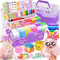 vamei Nano Tape Bubbles Set Bastelkoffer Bastelset Kinder mit Nanotape Nanoband, Ton, Perlen, Kawaii-Aufkleber und Zubehör Bastelmaterial Bastelsachen Spielzeug Geschenk für Kinder Jungen Mädchen