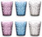 KORAT Set 6 Bicchieri Acqua e Calici Vino Colorati in Plastica Resistente Stile Vintage Bicchieri Decorati Rosa Blu Trasparente Eleganti per Tavola, Casa, Lavabili in Lavastoviglie (Bicchieri Wieky)