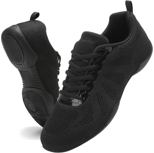 Kvwqoty Scarpe da Cheerleading con Lacci Donna Bianche Nere | Scarpe Antiscivolo per Scuola Ginnastica Danza Jazz Yoga Fitness e Allenamenti