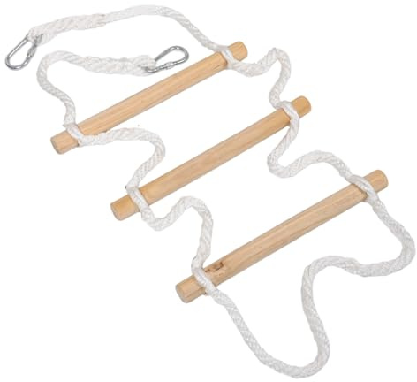 Échelle de Corde pour Lit Superposé, Bois Beige, Installation Facile | Portable et Robuste, Usage Dortoir ou Maison, pour Garçon et Filles et Grimpe, Corde Coton