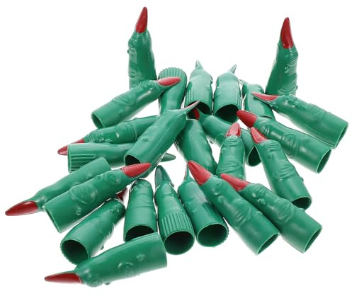CORHAD 24 Stück Halloween Cosplay Fingernagel aus Kunststoff Grün Gruselige Fake Nails für Karneval und Kostümpartys