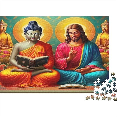 Buddha-Statue Recycled Paper Buddha & Jesus (book) Jigsaw Puzzle Beautiful Decoration Puzzle for Wall Decor 38x26cm/1000pcs