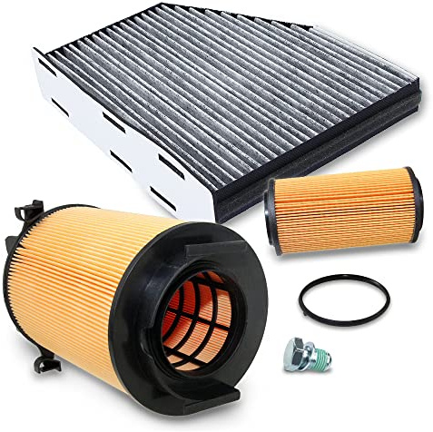 Inspektionspaket SET A 1x Ölfilter 1x Luftfilter 1x Innenraumfilter (Pollenfilter) mit Aktivkohle 1x Ölablass-Schraube 1x Dichtring für Ölablass-Schraube