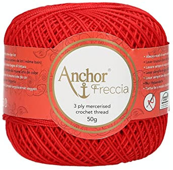 Anchor Freccia Stärke 6 4771006-00046 rot Häkelgarn, 100 % Baumwolle