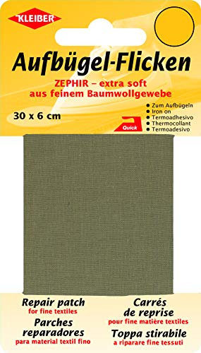 Kleiber 30 x 6 cm Extra Soft Fine Cotton Iron-On Repair Tape, Light Brown