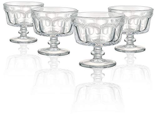 Artland Pearl Ridge Mini Trifle Bowl Set of 4, Glass, Transparent, Small