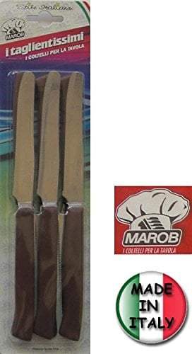 marob Tafelmesser 24tf, 6 Stück, Faltbar, Edelstahl, Holzgriff, Klassisch, Unisex, Silber/Schwarz, Einweg, Essensmesser