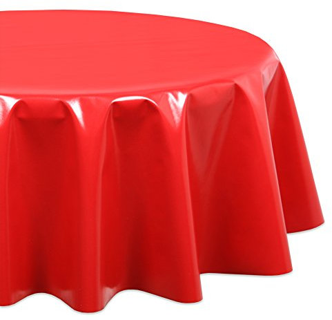 Wachstuchtischdecke OVAL RUND ECKIG Farbe u. Größe wählbar, Tischdecke Wachstuch abwischbar, Uni Einfarbig (Oval 140x240 cm, Rot)