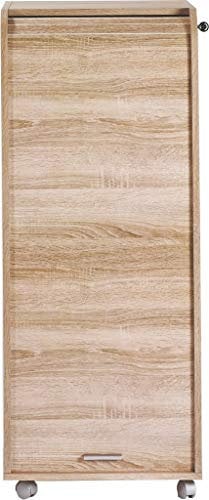 SIMMOB Caisson de Bureau Chêne 3 Tiroirs 3 Niches Mobile Serrure 47,2 x 107,6 x 47 cm - Chêne Naturel