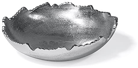 Red Co. Silver Moon Dekoschale aus Metall, zerrissen, gehämmert, asymmetrisch, mit spitzen Kanten, 22,2 cm
