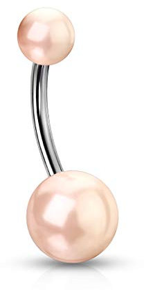 Paula & Fritz® Bauch-nabelpiercing Bananabell Bauch-Piercing Synthetische Perlen matt Weiß Pink Schwarz Edelstahl Chirurgenstahl 316L NSQ-1479_P_FBS