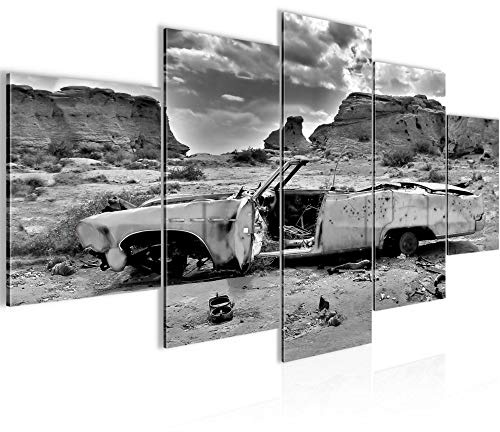 Runa Art - Bilder Auto Grand Canyon 200 x 100 cm 5 Teilig XXL Wanddekoration Design Schwarz Weiss 602251c