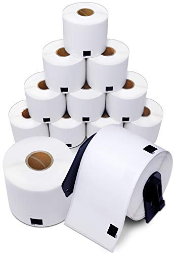 Aegis Adhesives - Kompatible Etiketten Ersatz für Brother DK-1202 (6,1 x 9,9 cm) Versand & Porto, Verwendung mit QL Etikettendruckern - 12 Rollen + 1 Rahmen