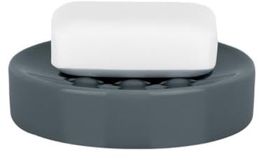 Spirella Kollektion Tube, Seifenablage, 11,0 x 11,0 x 2,6 cm, Steingut, Grau