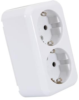 LEDKIA LIGHTING Enchufe de Superficie Doble Tipo F Schuko Blanco