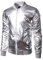 JOGAL Herren Metallic Nachtclub Reißverschluss Baseball Bomber Jacke X-Large Silber