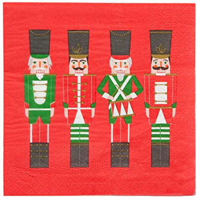 Talking Tables Red Nutcracker Christmas Napkins - Pack of 20 Recyclable Serviettes for Xmas Dinner Party Table, Place Settings