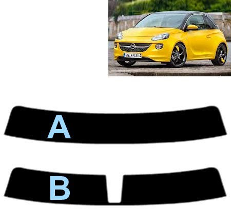 Sonnenblendstreifen für-Opel Adam 3-Türen 2013-... Passgenaue Tönungsfolie (20% Schwarz, B)