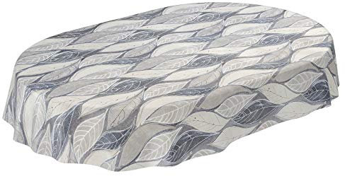 ANRO Tischdecke Wachstuch abwaschbar Wachstuchtischdecke Wachstischdecke Laube Grau Modern Oval 200x140cm