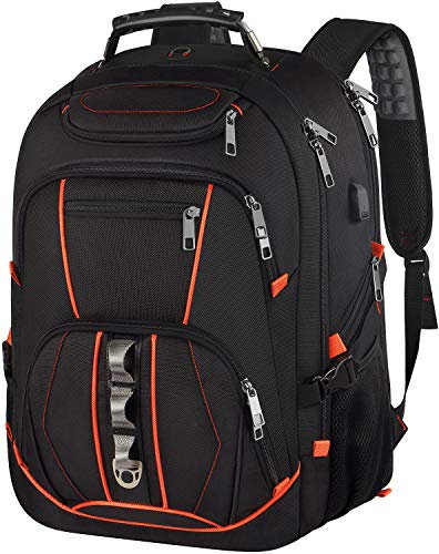 Sac à dos de voyage pour ordinateur portable, sac à dos extra large de 18,4 pouces pour ordinateur portable de jeu avec port de charge USB, grande capacité, compatible TSA RFID, poche antivol durable,