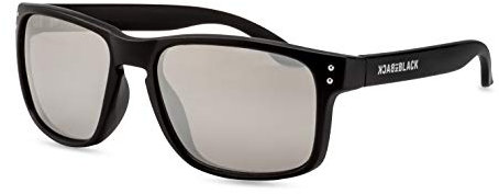Back in Black Herren Sonnenbrille/Sportliche Sonnenbrille mit eckiger Fassung/Silber verspiegelt F2510040