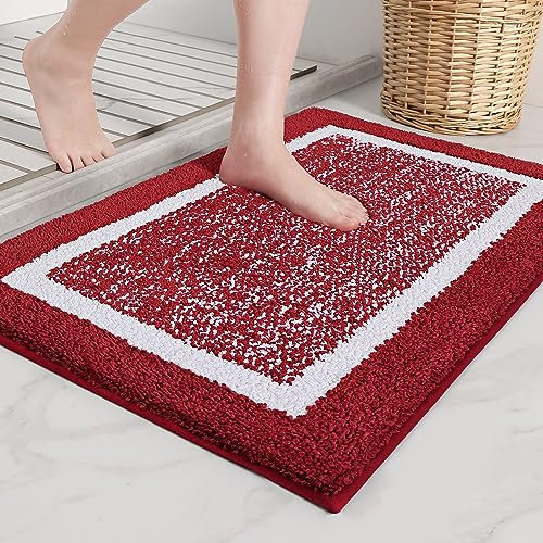 COLOR&GEOMETRY Kleine Badteppiche rutschfest Waschbar- 40 x 60 cm Absorbierende Badvorleger Weiche Badezimmerteppich Badematte für Badezimmer, Dusche, Badewanne, Waschküche (Rot)