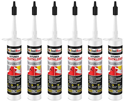 Isolbau Bitumen-Dichtkleber - 6 x 310 ml Klebstoff & Dichtmasse für Montage & Reparatur von Bitumen-Schindeln - Schwarz