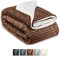Beautissu Sherpa Decke Kuscheldecke Glitzereffekt 220x240 cm XXL Hellbraun – Dicke Winter Fleecedecke Lammfell-Optik & – Hautfreundliche Flauschige Wärmedecke Couch-Überwurf Sofadecke – Elisa