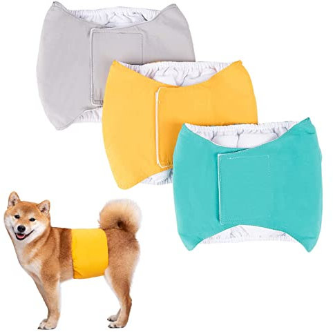 Rüden für männliche Hunde, 3 Stück waschbares Haustier Inkontinenzwindeln für Hunde Bauchbandwickel Physiologische Hygienehosen für kleine, mittlere und große Hunde (XS(22-32cm))