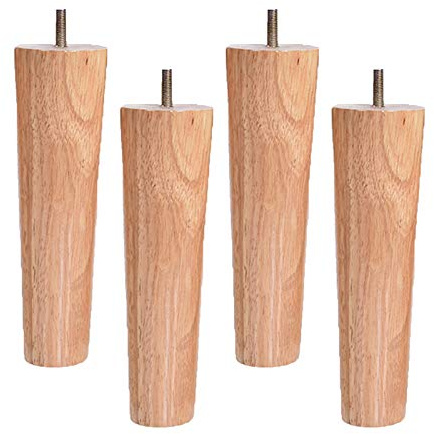 JIAOLUN123 4 Stück Möbelfüße Holz Tischbeine Massivholz Konisch Ersatz Gerader Kegel Möbelbeine für Sofa Bett Schrank M6 Gewinde Ersatz für Schrank Bett Füße