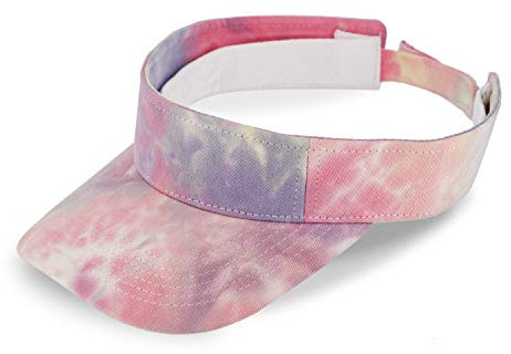 fiebig Juno Visor mit Klettverschuss | One Size Sommercap in vielen Farben aus 100% Baumwolle | Unisex Sommerkappe mit verstellbarem Innenband (One Size, Flieder-Batik)