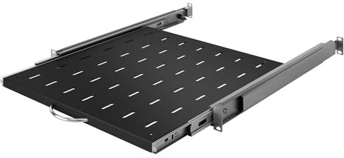 Stalflex Server Netzwerkschrank 19 Zoll 1U 450mm - Serverschrank Hergestellt aus Hochbelastbarer Stahl - Universelles Ausziehbare Belüftetes Rackmontage Kragarmtablett - 19 Zoll Fachboden