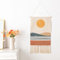 Ricemru Boho Style Wandteppich Aesthetic Sonnenuntergang Berge See Wandbehang Geflochten Natur Landschaft Abstrakte Kunst Wandtücher Wanddeko Tapestry für Schlafzimmer Wohnzimmer
