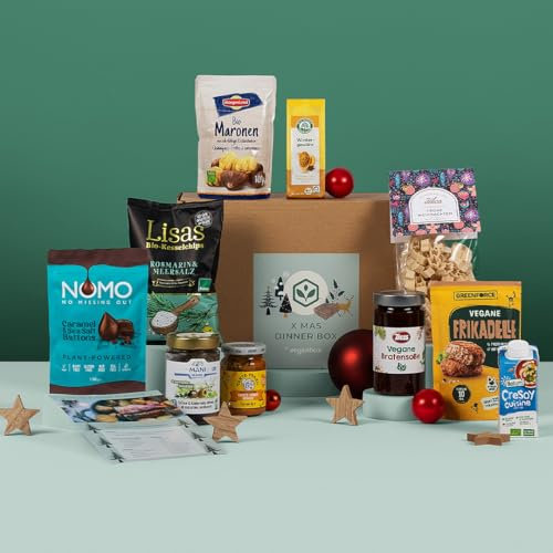 VEGAN BOX® Christmas Dinner Box | 10 Ausgewählte Vegane Produkte Zum Kochen Eines Menüs | Vegane Geschenkbox