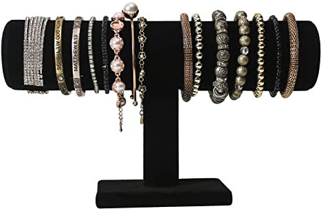 Justsoso T-Stange Armbandhalter, Armband-Präsentationsständer zum Verkauf, Schmuck-Organizer, Uhrenregal für Show (schwarzer Samt)