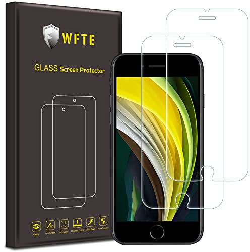 WFTE [2-Pack Screen Protector for iPhone SE 3/SE 2(2022/2020 Edition) 4.7, iPhone 8, iPhone 7, HD Tempered Glass Film,Dust-Free Premium Screen Protector Tempered Glass For iPhone SE 3/2rd Generation