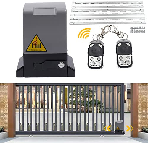 Schiebetorantrieb, Torantrieb Schiebetor Automatischer Toröffner mit 2 Fernbedienungen und 6M Schiene für Hoftor 220V 370W Max 600kg