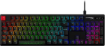 HyperX Alloy Origins PBT-Teclado mecánico para Juegos, RGB, Tapas de Teclas PBT, RGB, Interruptores mecánicos, Compacto, Portátil, Cuerpo de Aluminio Resistente, Pie Ajustable