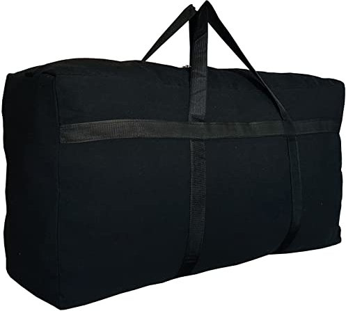 DoYiKe Extra große Segeltuch-Aufbewahrungstasche mit Reißverschlüssen und Griffen, große faltbare Seesack für Reisen – 142 x 68 x 38 cm