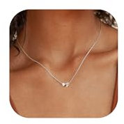 Chriscoco Kette mit Buchstabe 𝐒𝐢𝐥𝐛𝐞𝐫 𝟗𝟐𝟓 Halskette mit Buchstaben Gold/Silber Kette Damen Hypoallergene Herzkette Anfangsbuchstaben Silberkette damen - Mit Schmuckschatulle