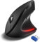 TECKNET Mouse Verticale, 4800 DPI Mouse Wireless Ergonomico, Protegge Il Braccio, Mouse Senza Fili 6 Pulsanti per PC, Computer Portatile, Mac, Nero