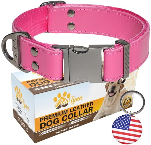 ADITYNA Hundehalsband aus Leder für große und extra große Hunde | Gepolsterte, robuste Metallschnalle. Toll zum Spazierengehen, Training – ideal für Rottweiler, Deutscher Schäferhund