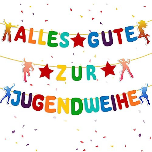 Alles Gute zur Jugendweihe Girlande, Jugendweihe Deko Banner, Girlande Jugendweihe, Vorbesaitung Jugendweihe Banner, Mädchen Junge Jugendweihe Deko, Bunt Jugendweihe Deko für Foto Hintergrund