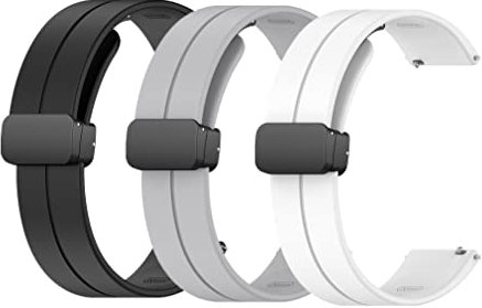 Yoktburu 20mm Armband für Garmin Venu/Venu Sq/Venu Sq 2/Venu 2 plus, Silikon Magnetische Faltschließe Ersatzarmband Kompatibel mit Garmin Vivoactive 5/Vivoactive 3/Forerunner 245