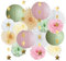 Party Deko Grün Rosa Pompons Salbeigrün Party Deco Beige Papierfächer Papierlaternen Salbei Geburtstag Mädchen Frau Deko mit Gold Stern Girlande für Babyparty Brautdusche Geburtstagdeko Hochzeit